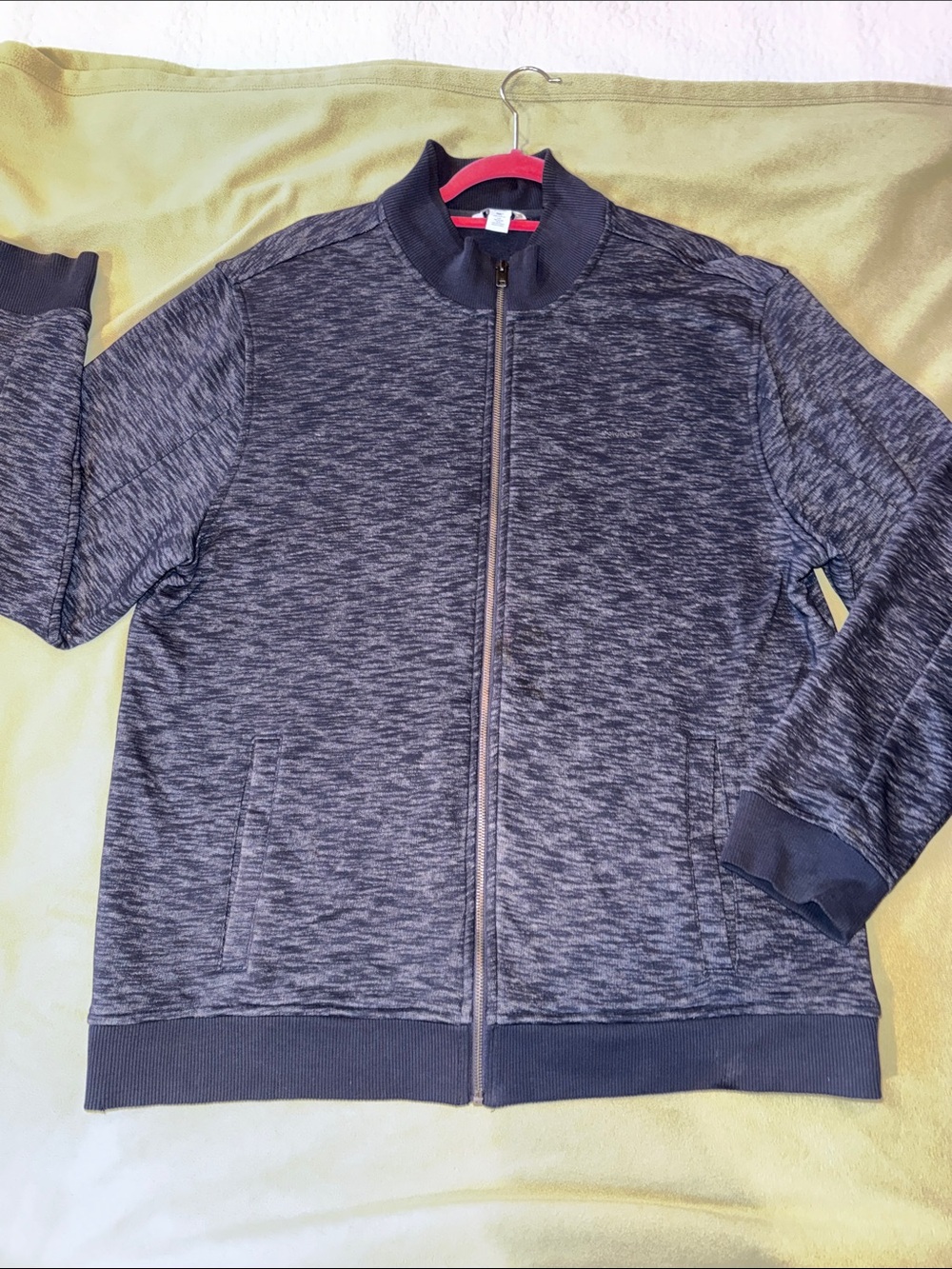 Calvin Klein Men's Navy Full-Zip Heathered Sweater Jacket